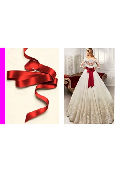 Halay Kına Gelin Beli Kemeri Kırmızı Gelin Kuşağı (KLASİK MODEL) 6cmx180cm Kı...