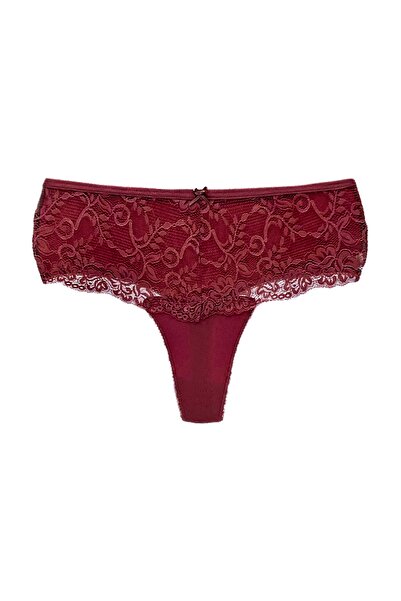 HNX 3'lü Önü Dantel Yüksek Bel Büyük Beden Kadın String