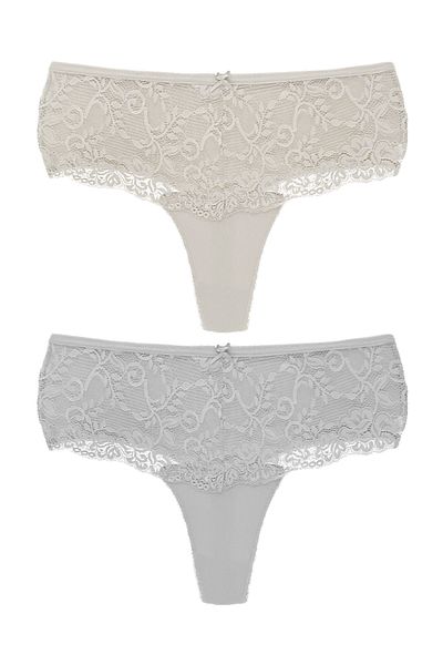HNX High Waist Lace Front Plus Size Women's String - Pack of 2