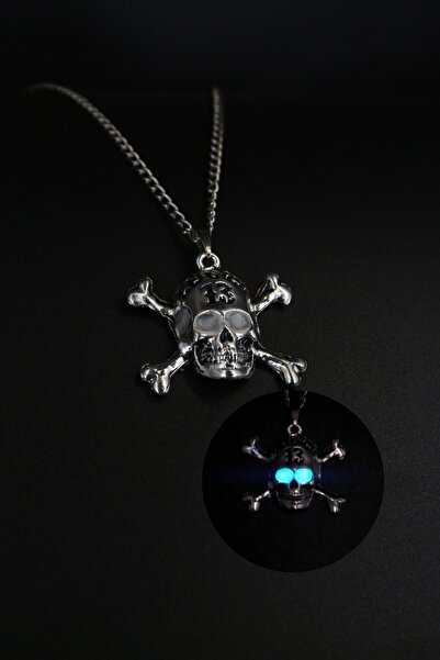 Dukkanka Neon Karanlıkta Parlayan Lucky 13 Kurukafa Zincir Kolye