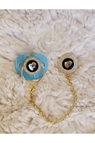 Ad Ta Bebe Bebek Ayağı Fiğürlü Emzik & Emzik Zinciri Seti