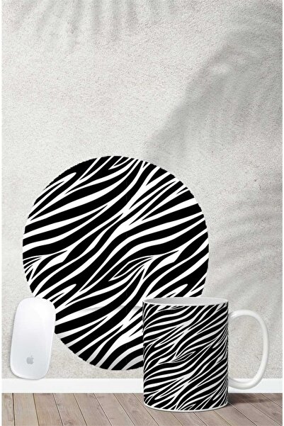 Gizeo Concept Zebra Patterned Wrist Support Mouse Pad Mug Set