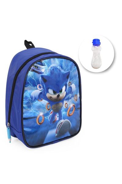 Mashotrend Parlak Sonic Anaokulu Çantası + Suluk - Süper Sonik Kreş Çantası