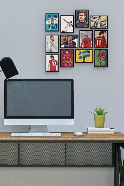 herotasarım Tablou cu fotbalisti celebri, 12 piese, MDF (lemn), Dimensiune bi...