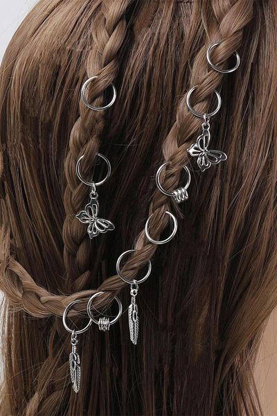 BAHELS Silver Bohemian Butterfly Hair Earring Clasp Set