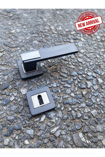 ARON Sofuoğlu Stainless Luxury (MATTE ANTHRACITE - SATIN) Square Rosette (ROOM) Door Handle Aluminum / Steel