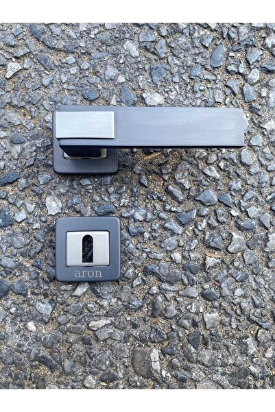 ARON Sofuoğlu Paslanmaz Lüx Asude (MAT ANTRASİT - SATEN) Kare Rozetli (ODA) Kapı Kolu Alüminyum / Çelik