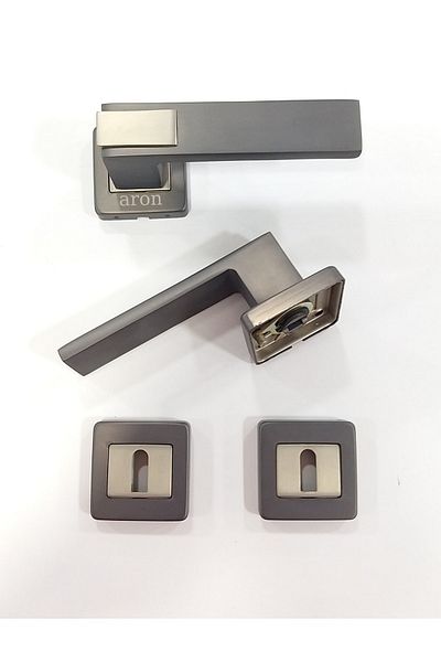 ARON Sofuoğlu Stainless Luxury (MATTE ANTHRACITE - SATIN) Square Rosette (ROOM) Door Handle Aluminum / Steel