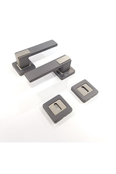 ARON Sofuoğlu Paslanmaz Lüx Asude (MAT ANTRASİT - SATEN) Kare Rozetli (ODA) Kapı Kolu Alüminyum / Çelik