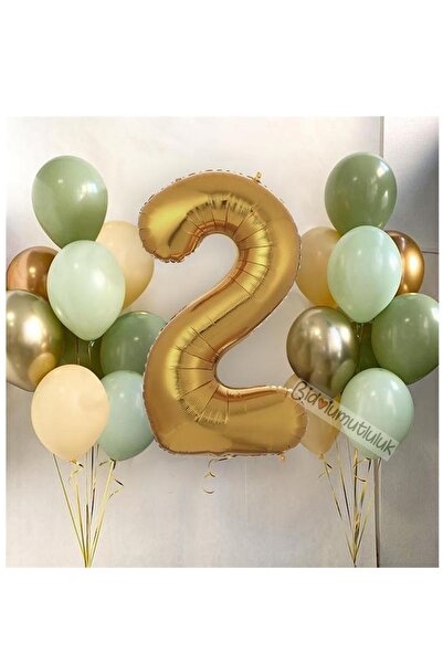 BİDOLUMUTLULUK Küf Yeşilli Balon Doğum Günü Seti