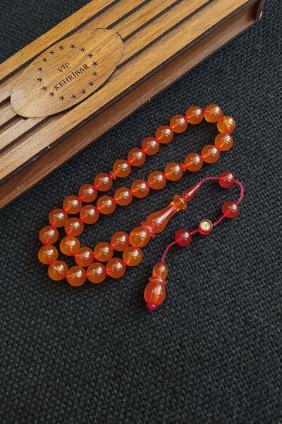 Vip Kehribar 10x10 Mm Mesut Elma Usta Işçilikli Yemen Zar Kehribar Tesbih Imzalı Sistemli Tespih Ahşap Kutulu