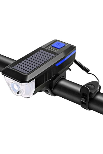 epazzar Solar Güneş Enerji Ve Usb Ile Şarj Edilebilir Kornalı Bisiklet Feneri...