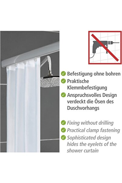 Wenko Beyaz Duş Perdesi Askısı - 75-125 X 2 X 3,5 Cm, ( Made In Germany)
