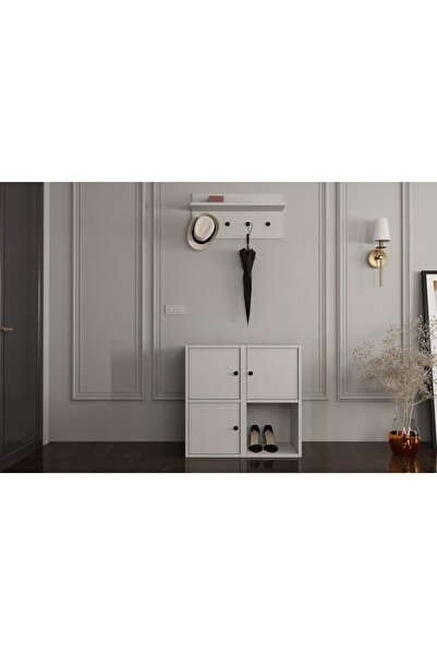 Nettrends Duvar Askilikli Ayakkabilikli Portmanto Beyaz 67 Cm Prt-1020-ç