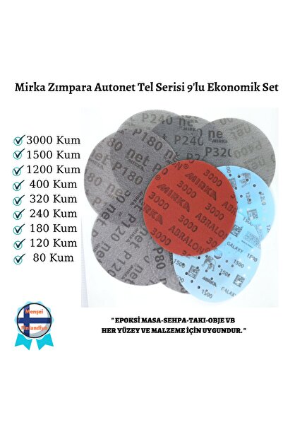 MİRKA Epoksi Reçine Zımpara Seti Autonet Tel Zımpara 9'lu Set Eko