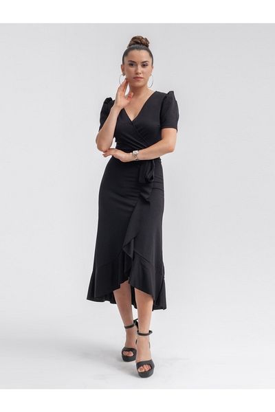 giyimmasalı Crepe Fabric Midi Dress Black