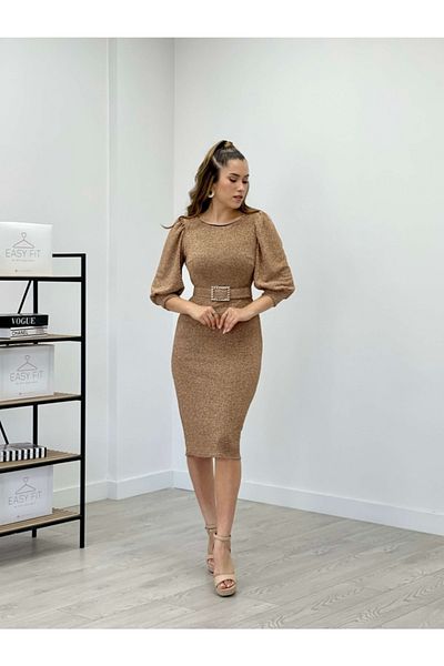 giyimmasalı Φόρεμα μολύβι με λαβές από ύφασμα sparkly με λεπτομέρεια από μπαλόνι - χρυσό