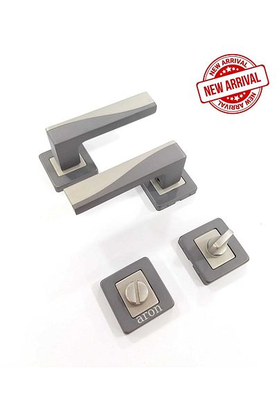 ARON Sofuoğlu Stainless Lux Derya (MATT ANTHRACITE) Square Rosette (BATHROOM - WC) Door Handle Aluminum / Steel