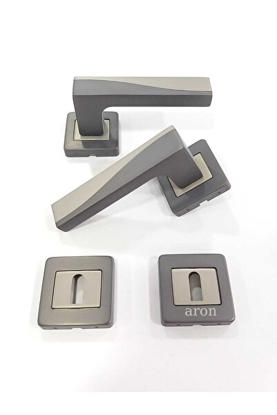 ARON Sofuoğlu Paslanmaz Lüx Derya (MAT ANTRASİT - SATEN) Kare Rozetli (ODA) Kapı Kolu Alüminyum / Çelik