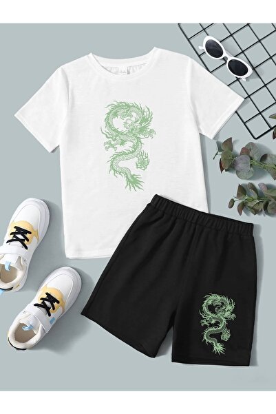 LePold Black/white Printed Girls/Boys T-Shirt Shorts Set