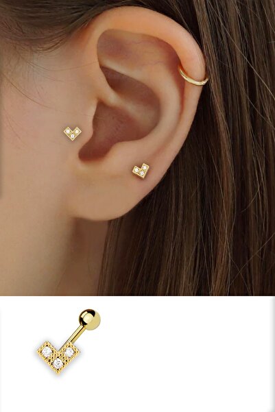 Salyangoz Company Cerrahi Çelik Gold Renk Minimal Kalp Figürlü Tragus Helix Kıkırdak Piercing Klpmng01