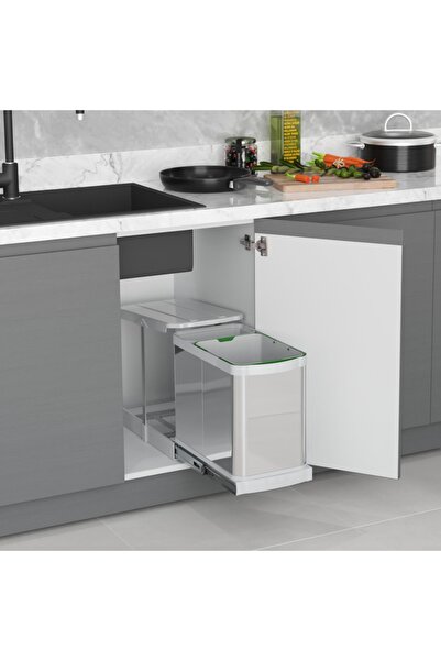 ARON Starax S-2395 Çöp Kovası Teleskopik Raylı Paslanmaz Gövde Çöp Kovası 16+1lt.