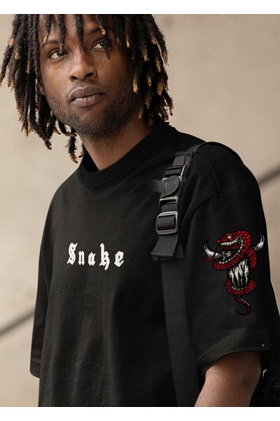 Edizen Snake Double Sleeve Printed Oversize Ultra Premium T-shirt