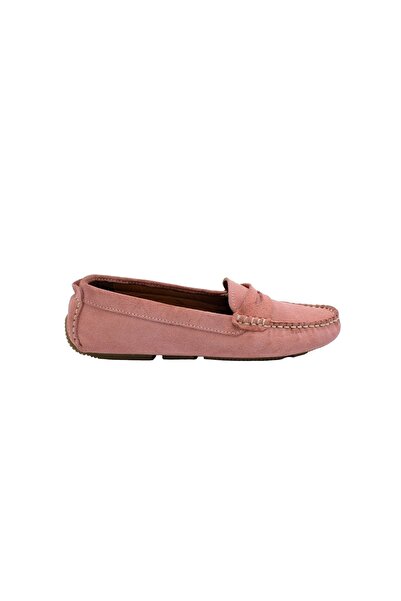 Zaim Kundura Kadın Pudra Hakiki Süet Loafer Ayakkabı 505404220-1