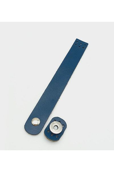 angel çanta aksesuar 18x2,3 εκ. Navy Blue Real Leather Flat Κάλυμμα τσάντας με ασημί μέταλλο
