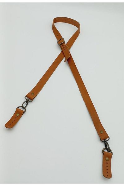 angel çanta aksesuar Λαβή από γνήσιο δέρμα Long Tan Antique Metal - 2x130