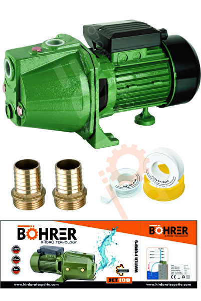 BÖHRER Böhr Jet100 Kendinden Emişli 1 Hp 750 Watt Jet Su Pompası Motoru 9 Metre Emiş - 42 Metre Dik Basar