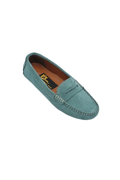 Zaim Kundura Women's Turquoise Genuine Suede Loafers505404220-1