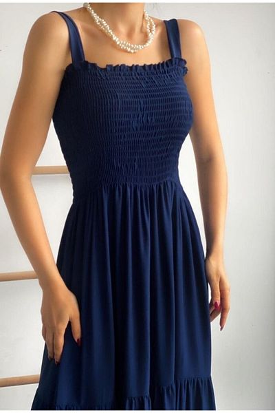 modakyra Rochie de damă Legend, albastru bleumarin, din viscoză, cu bretele Gipeli (135 cm)