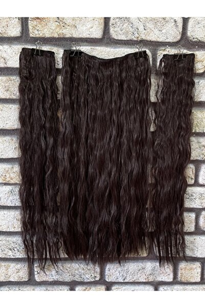 Fenomen Peruk Yarımay+2 Yan Koyu Kahve Dalgalı Çıt Çıt