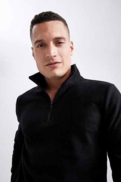 DeFacto Regular Fit Fermuarlı Dik Yaka Yarım Fermuarlı Polar Sweatshirt
