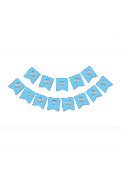 Mini Parti Mini Party Store Μπλε Ασημί Happy Gilt Banner