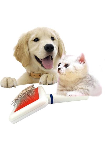 optana Hair Combing Brush for Pet Dog Cat White Brush Pet Grooming Set Comb