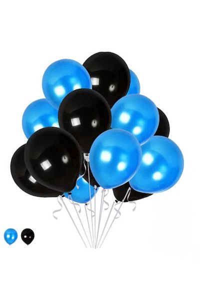 Parti Furyası Black Blue 30 Pieces Birthday Chain Balloon Set