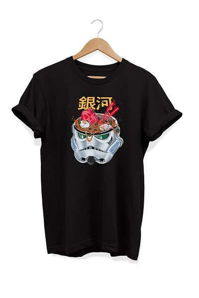 remonz Σειρά Food Star Wars Ramen T-Shirt με στάμπα 100% βαμβακερό μεγάλο μέγεθος