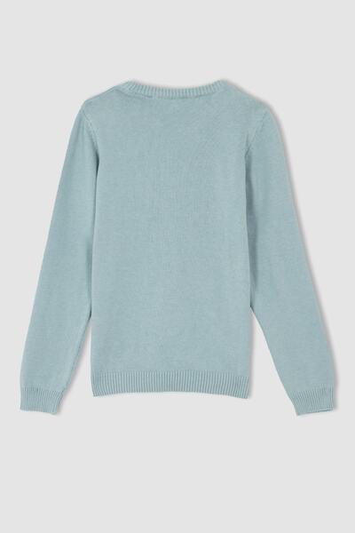 DeFacto Dívčí úpletový svetr Regular Fit Crew Neck