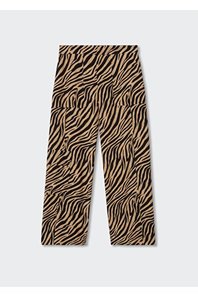 MANGO Woman Leopar Desenli Dökümlü Pantolon