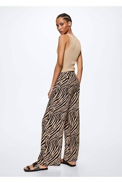 MANGO Woman Leopar Desenli Dökümlü Pantolon