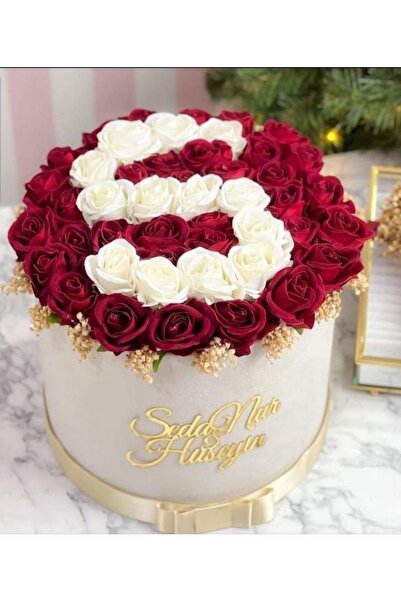 Evsay Silindir Kutuda Gerçek Görünümlü Yapay Kadife Gül Kız Isteme Buketi