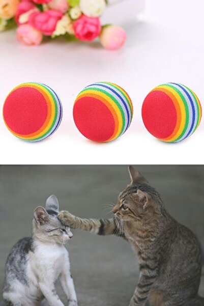 Buffer ®   3-Piece Rainbow Sponge Cat Dog Chewing Play Ball 4.2 cm