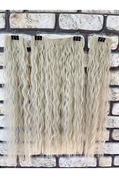 Fenomen Peruk Yarımay+2 Yan Soğuk Sarı Dalgalı Çıt Çıt