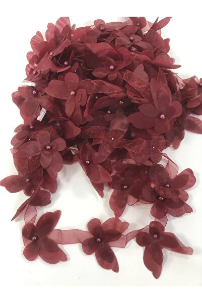 Hobigram Bordo Lazer Kesim Kelebek Şerit Organze Kumaş Yapay Çiçek 13 Adet Ke...