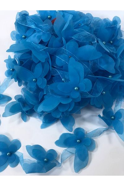 Hobigram Turcoaz tăiat cu laser bandă fluture țesătură organza floare artificială 13 bucăți fluture – panglică decorativă – decor