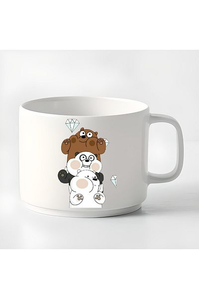 GünayStore Double Turkish Coffee Cup & Espresso Cup We Bears Design Small Mug