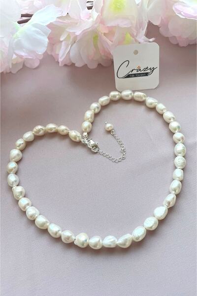 CRAZY TAKI TASARIM Hakiki Barok Inci Kolye "925 Ayar Gümüşlü"