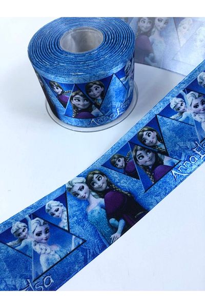 Hobigram Panglică din satin cu figurină Anna Elsa Lățime 6 Cm 1 Metru – Panglică, Design Elegant, Accesoriu pentru Femei